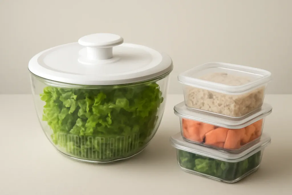 Original editorial photograph (not the exact linked listing) illustrating best salad spinner features for meal prep