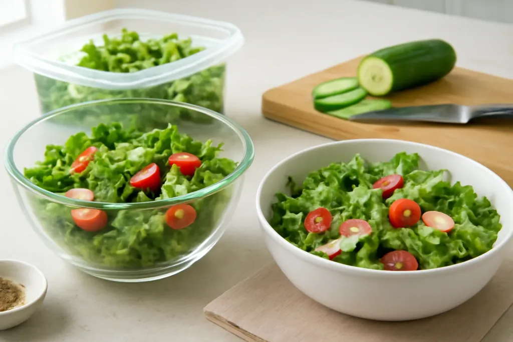 Original editorial photograph (not the exact linked listing) illustrating glass vs ceramic salad bowls