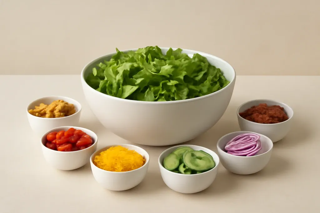 Original editorial photograph (not the exact linked listing) illustrating salad bar at home