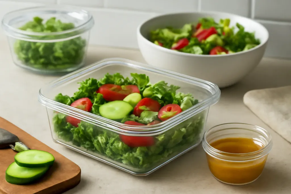 Original editorial photograph (not the exact linked listing) illustrating packing salad lunch night before