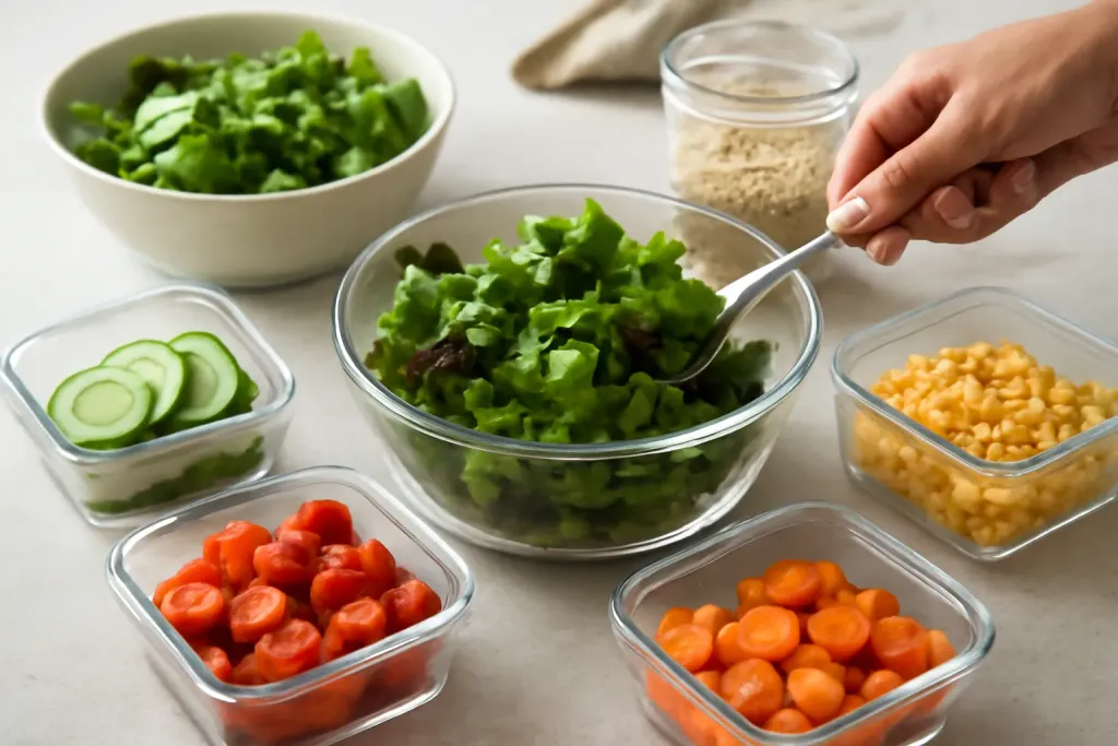 Original editorial photograph (not the exact linked listing) illustrating portioning salad ingredients