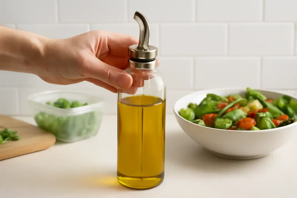 Original editorial photograph (not the exact linked listing) illustrating oil bottle dripping down the side