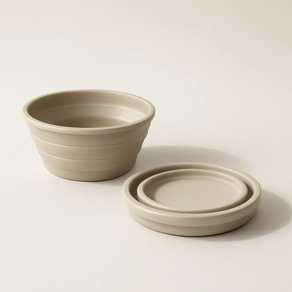 AI-generated editorial product photograph (not the exact linked listing) of collapsible prep bowls