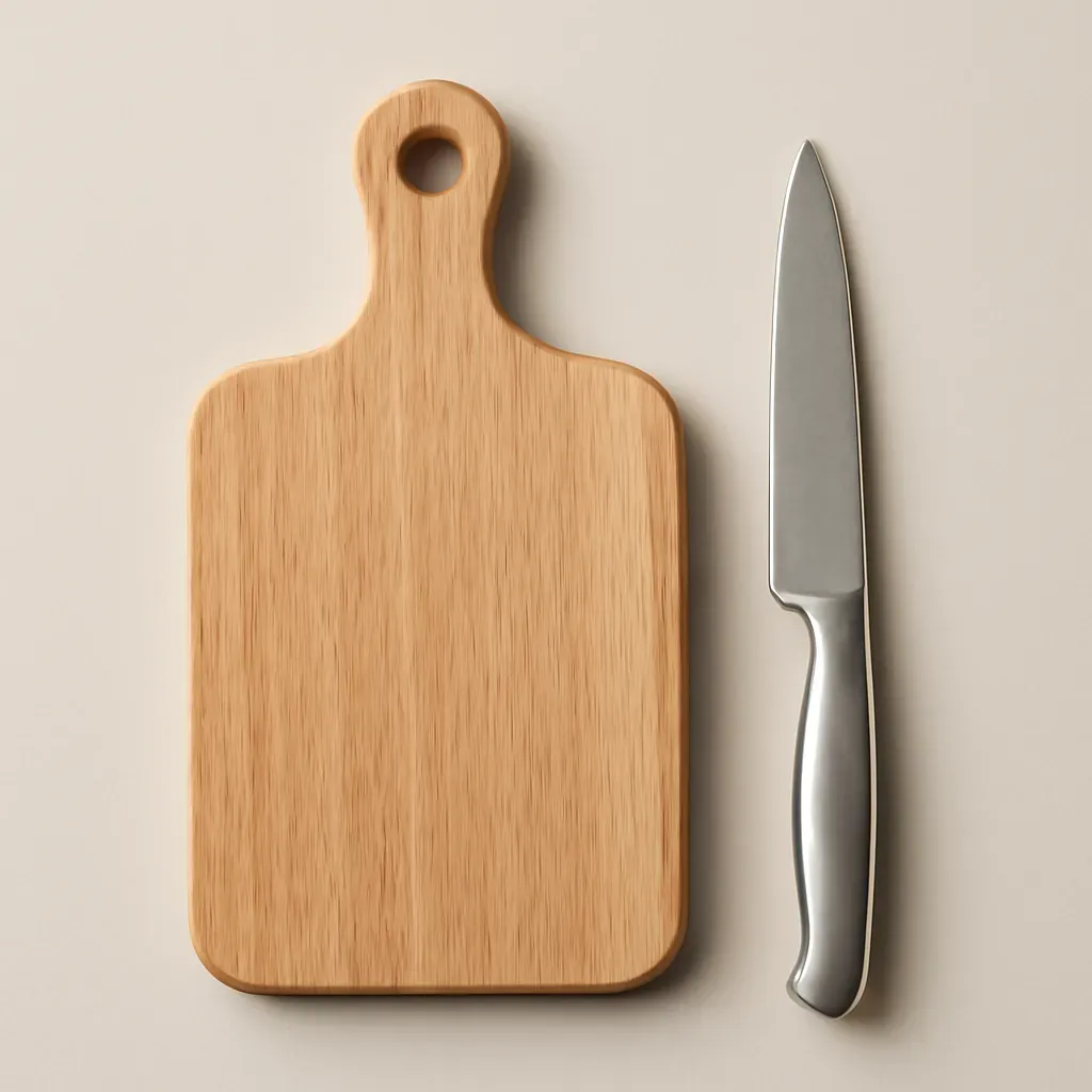 AI-generated editorial product photograph (not the exact linked listing) of compact cutting board for small kitchens