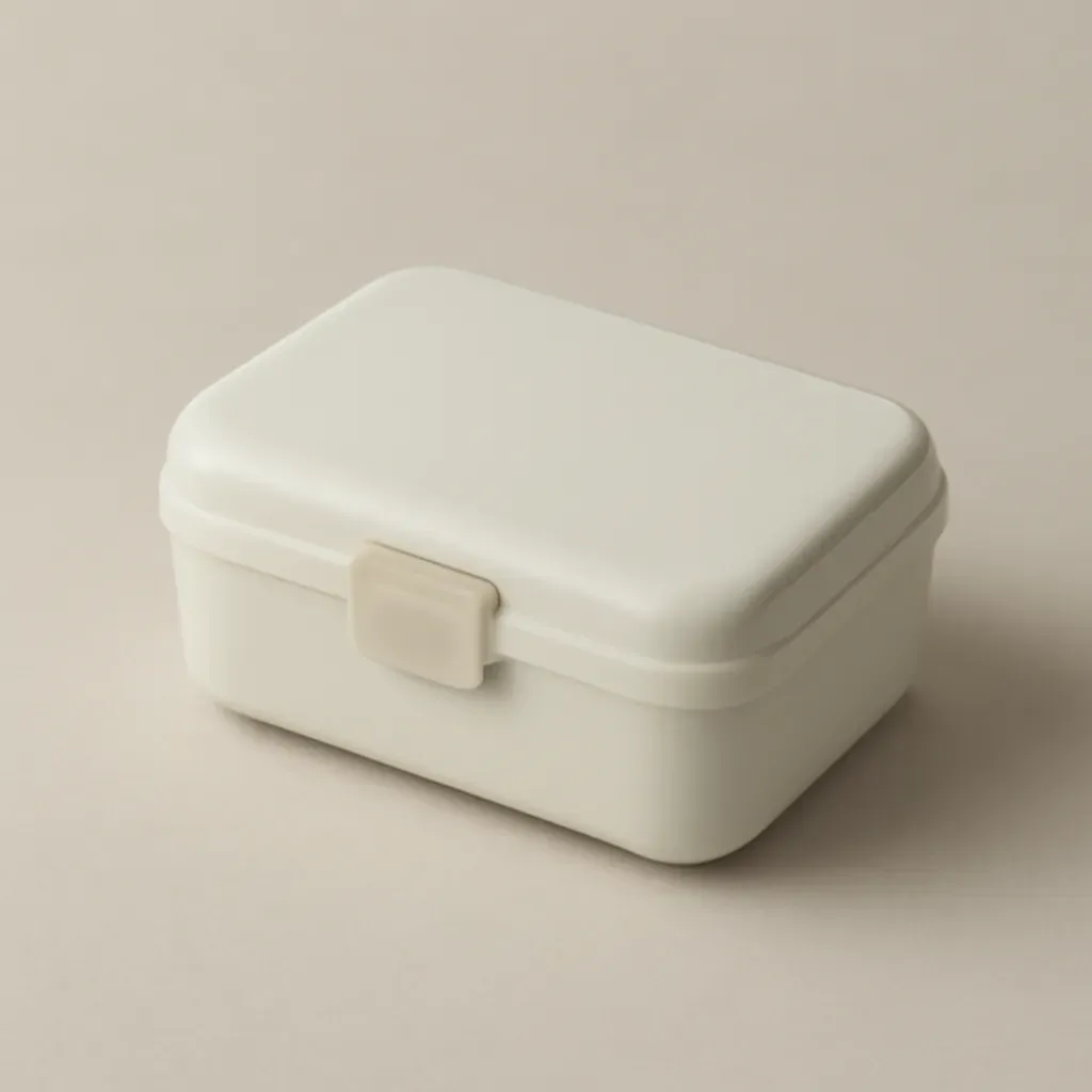 AI-generated editorial product photograph (not the exact linked listing) of compact single-serving lunch container