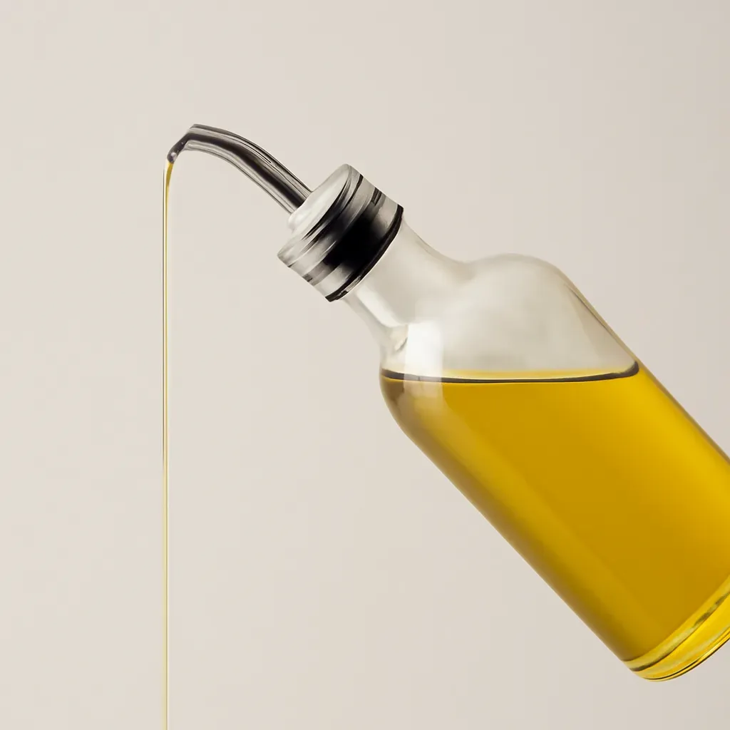AI-generated editorial product photograph (not the exact linked listing) of drip-free oil dispenser