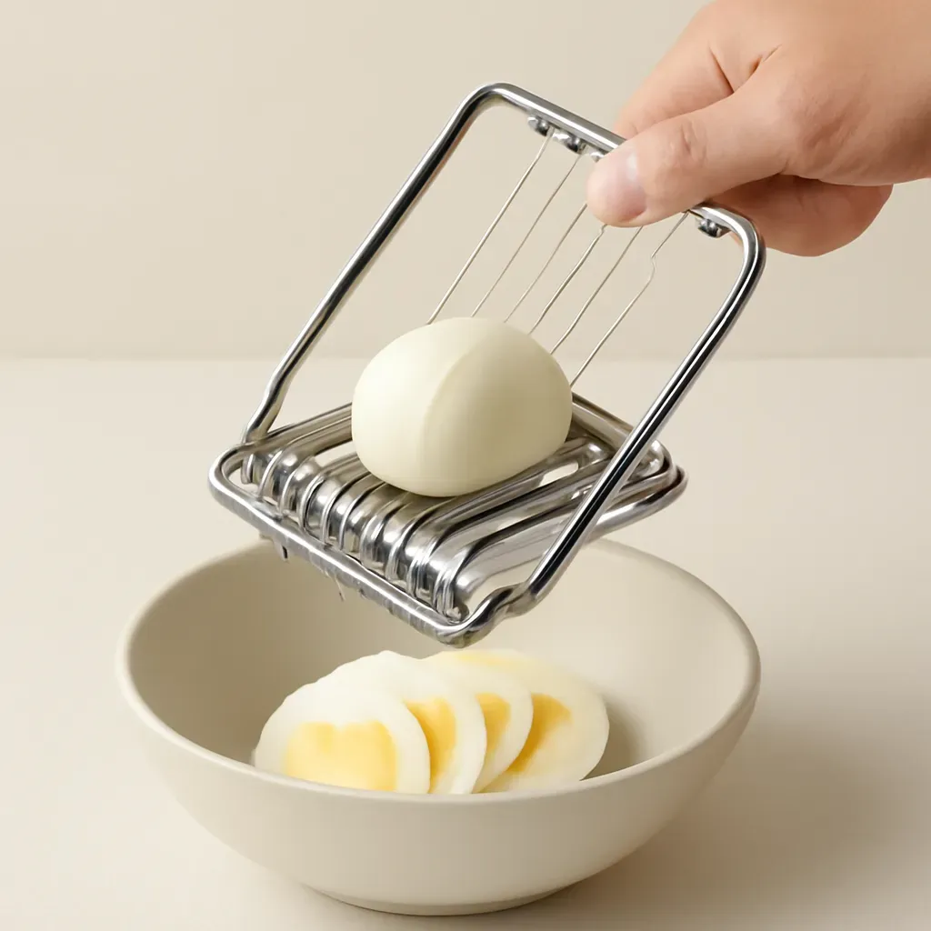 AI-generated editorial product photograph (not the exact linked listing) of egg and vegetable slicer