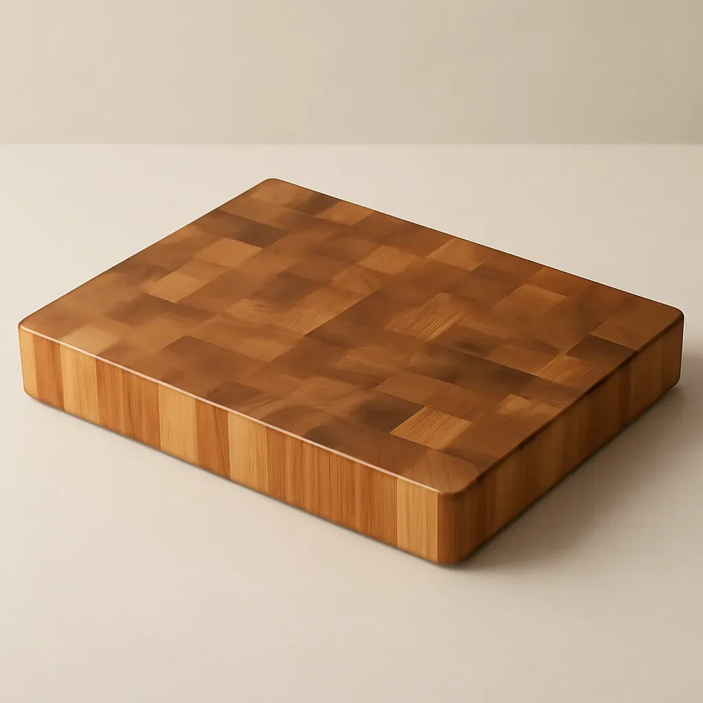 AI-generated editorial product photograph (not the exact linked listing) of end-grain butcher block board