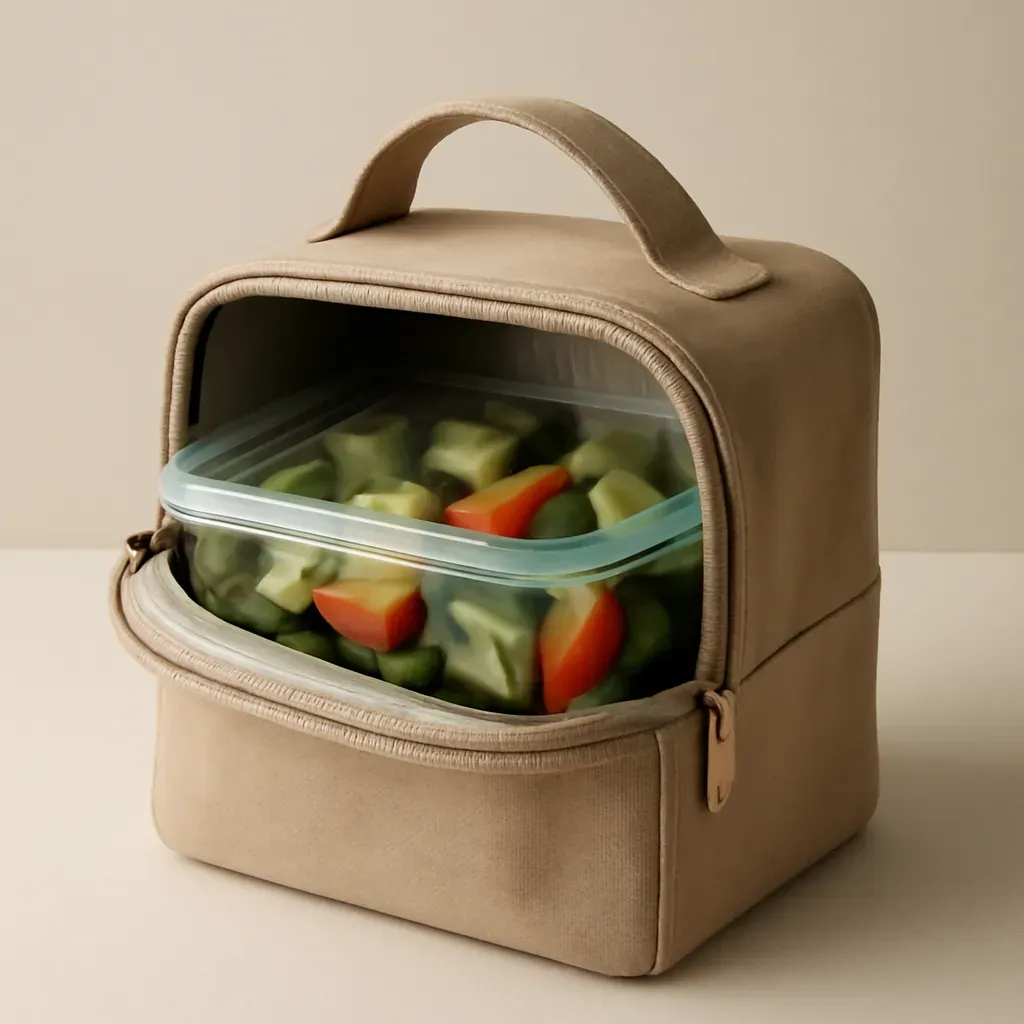 AI-generated editorial product photograph (not the exact linked listing) of insulated lunch bag for salads