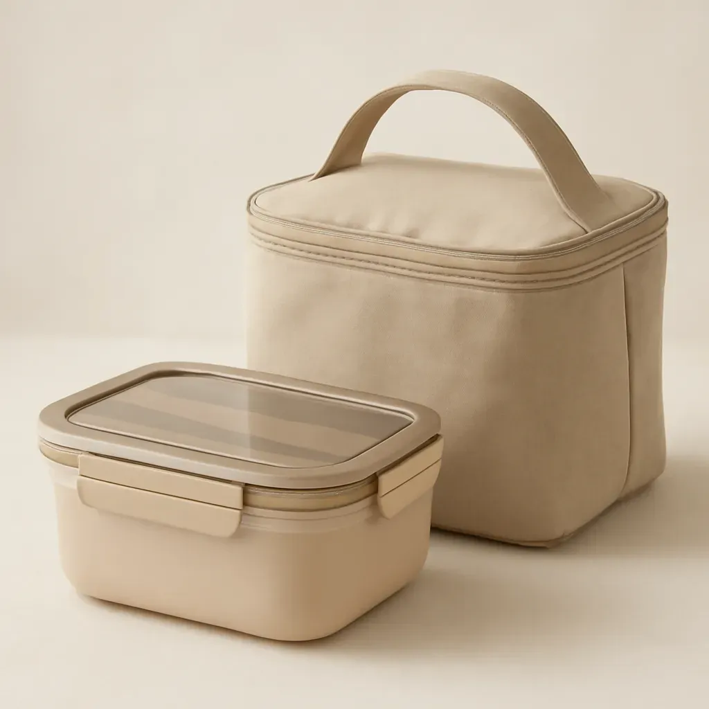 AI-generated editorial product photograph (not the exact linked listing) of insulated meal-prep container
