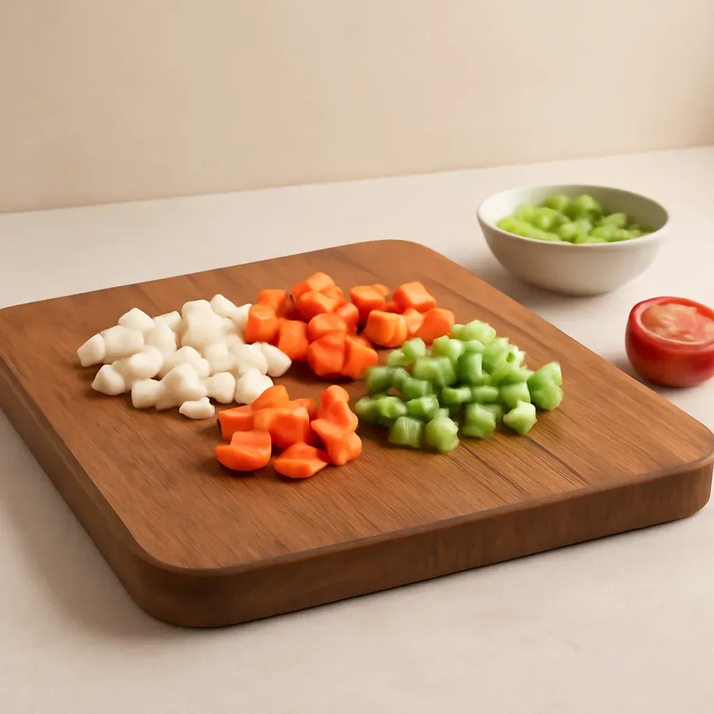 AI-generated editorial product photograph (not the exact linked listing) of large wood cutting board
