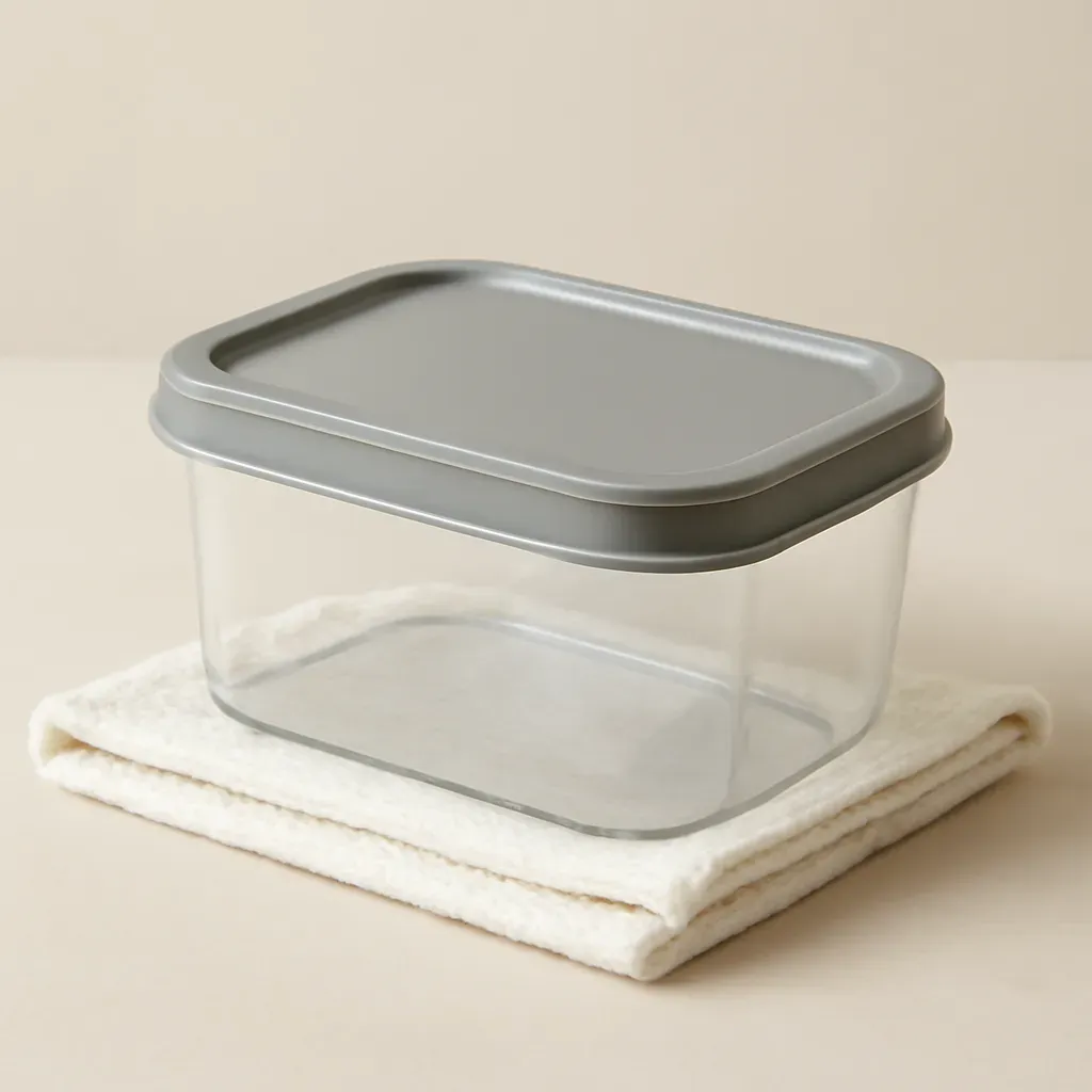 AI-generated editorial product photograph (not the exact linked listing) of leakproof meal-prep container set