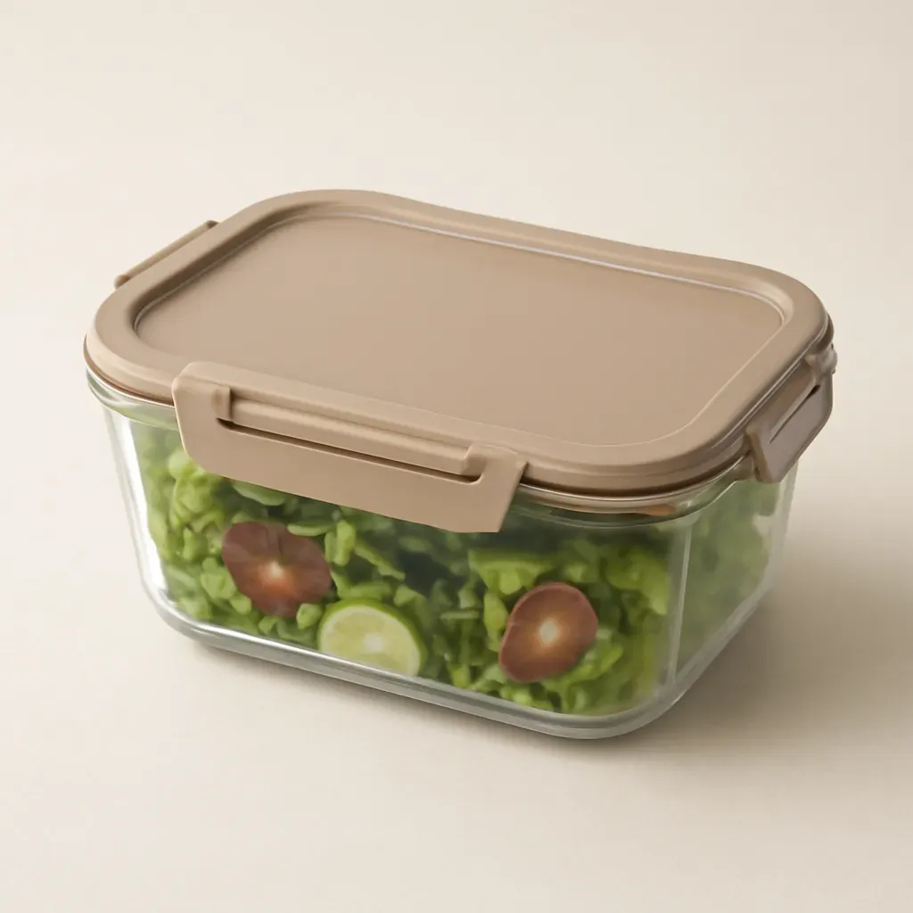 AI-generated editorial product photograph (not the exact linked listing) of leakproof salad lunch container