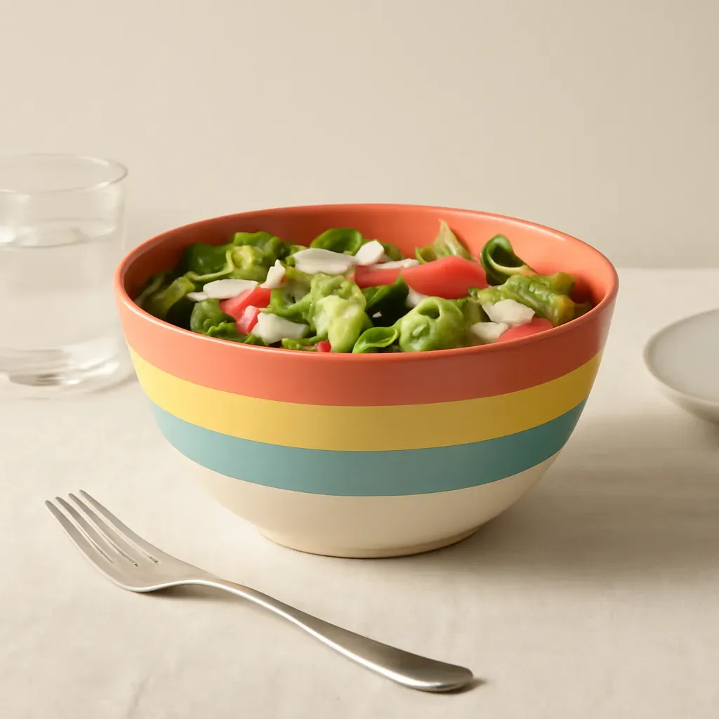 AI-generated editorial product photograph (not the exact linked listing) of melamine salad serving bowl