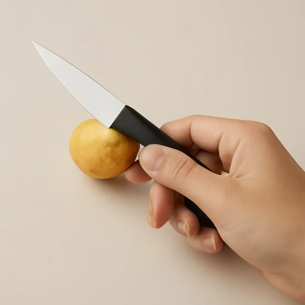 AI-generated editorial product photograph (not the exact linked listing) of paring knife for produce