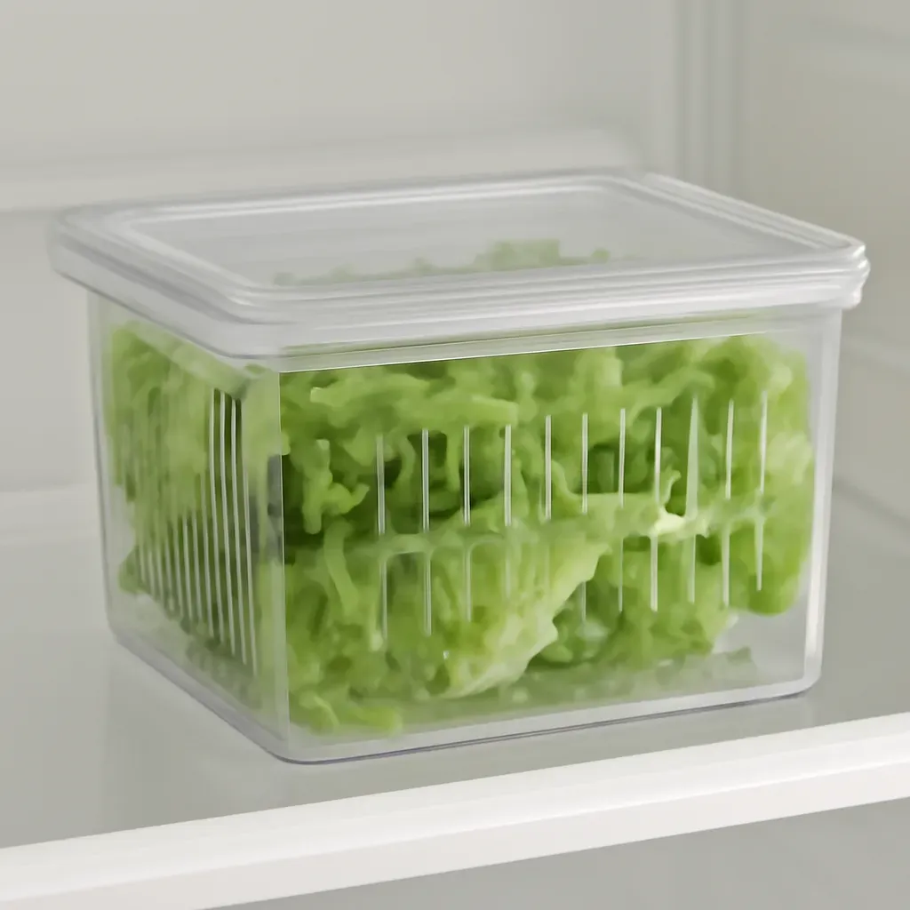 AI-generated editorial product photograph (not the exact linked listing) of produce storage containers for lettuce