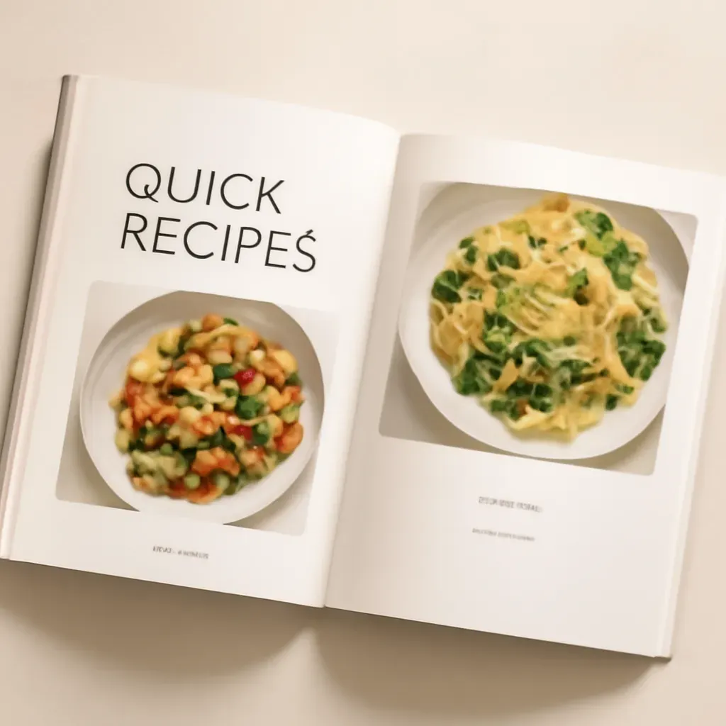 AI-generated editorial product photograph (not the exact linked listing) of quick weeknight salad recipe guide