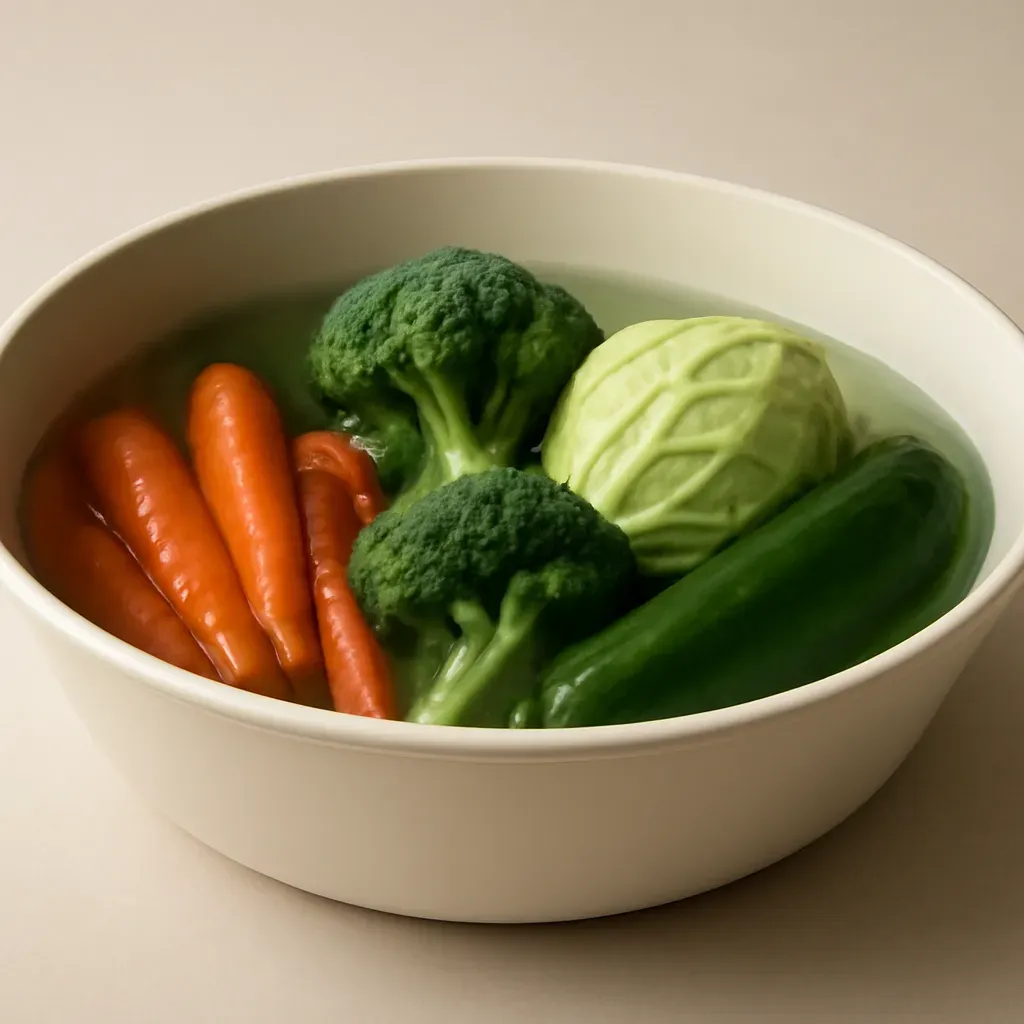 AI-generated editorial product photograph (not the exact linked listing) of reusable produce wash basin
