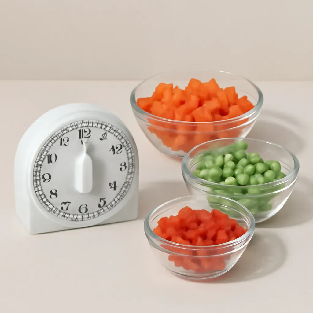 AI-generated editorial product photograph (not the exact linked listing) of salad prep timer and organizer
