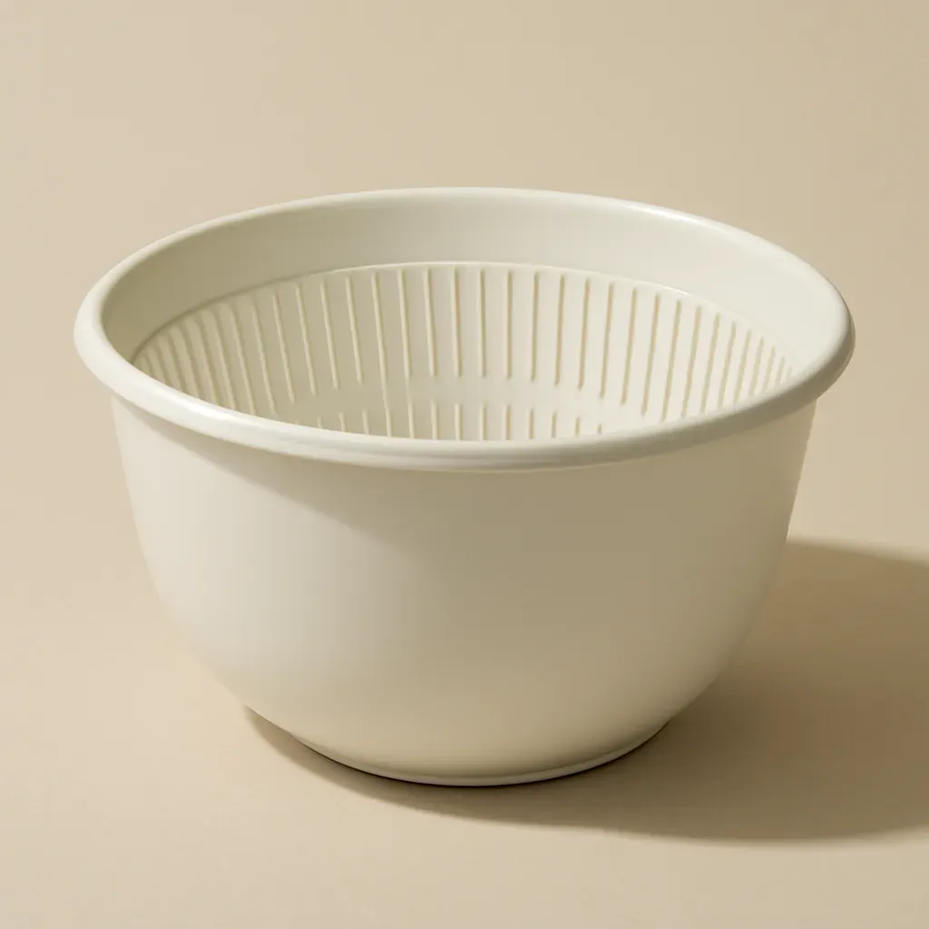 AI-generated editorial product photograph (not the exact linked listing) of salad spinner and bowl combo