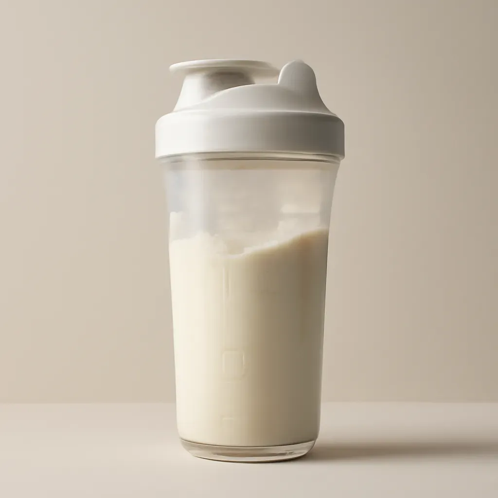 AI-generated editorial product photograph (not the exact linked listing) of shaker jar dressing maker